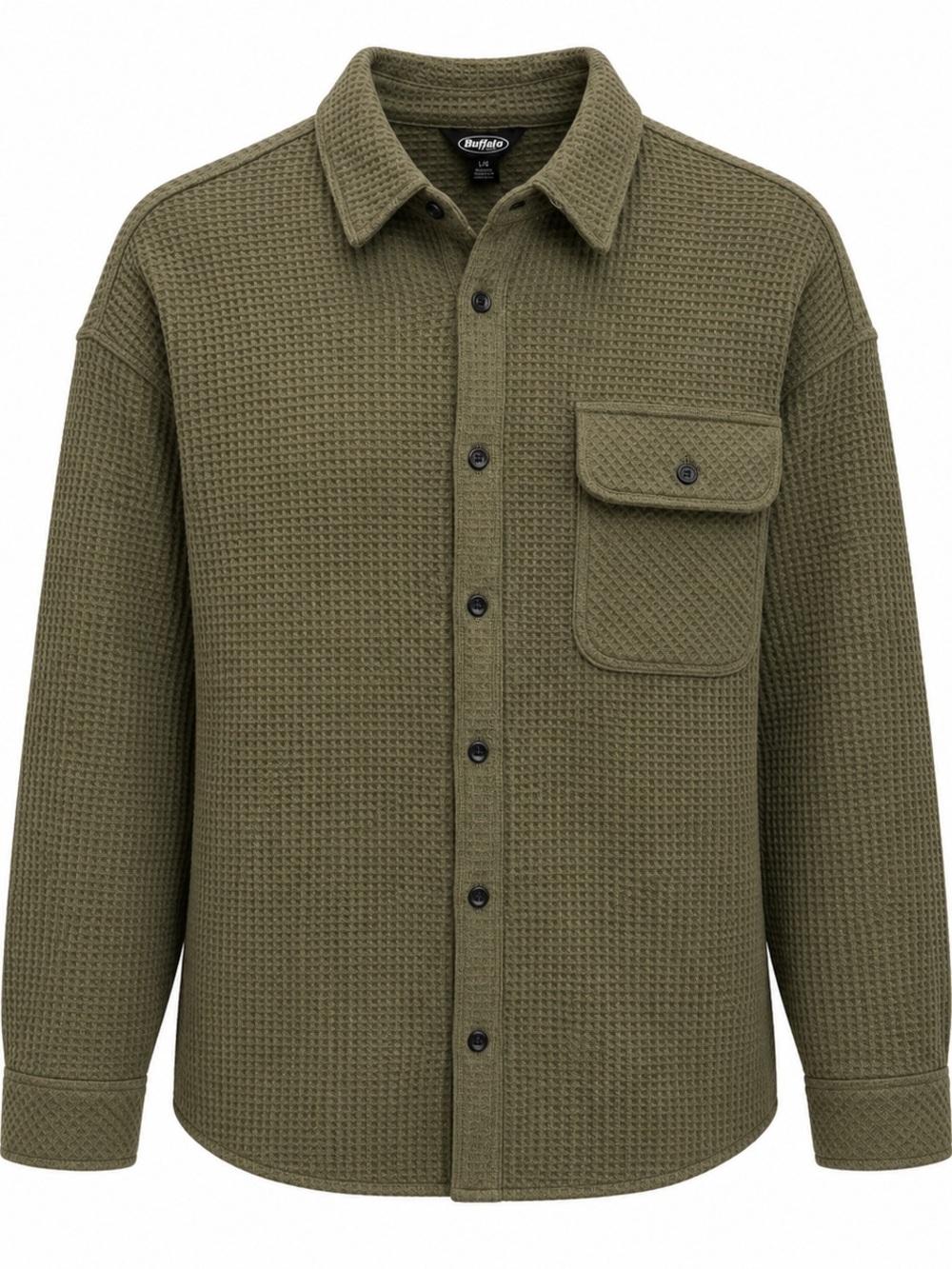Buffalo Jeans Women’s Waffle Button Up Shirt Large Faded Sage Green NWT
